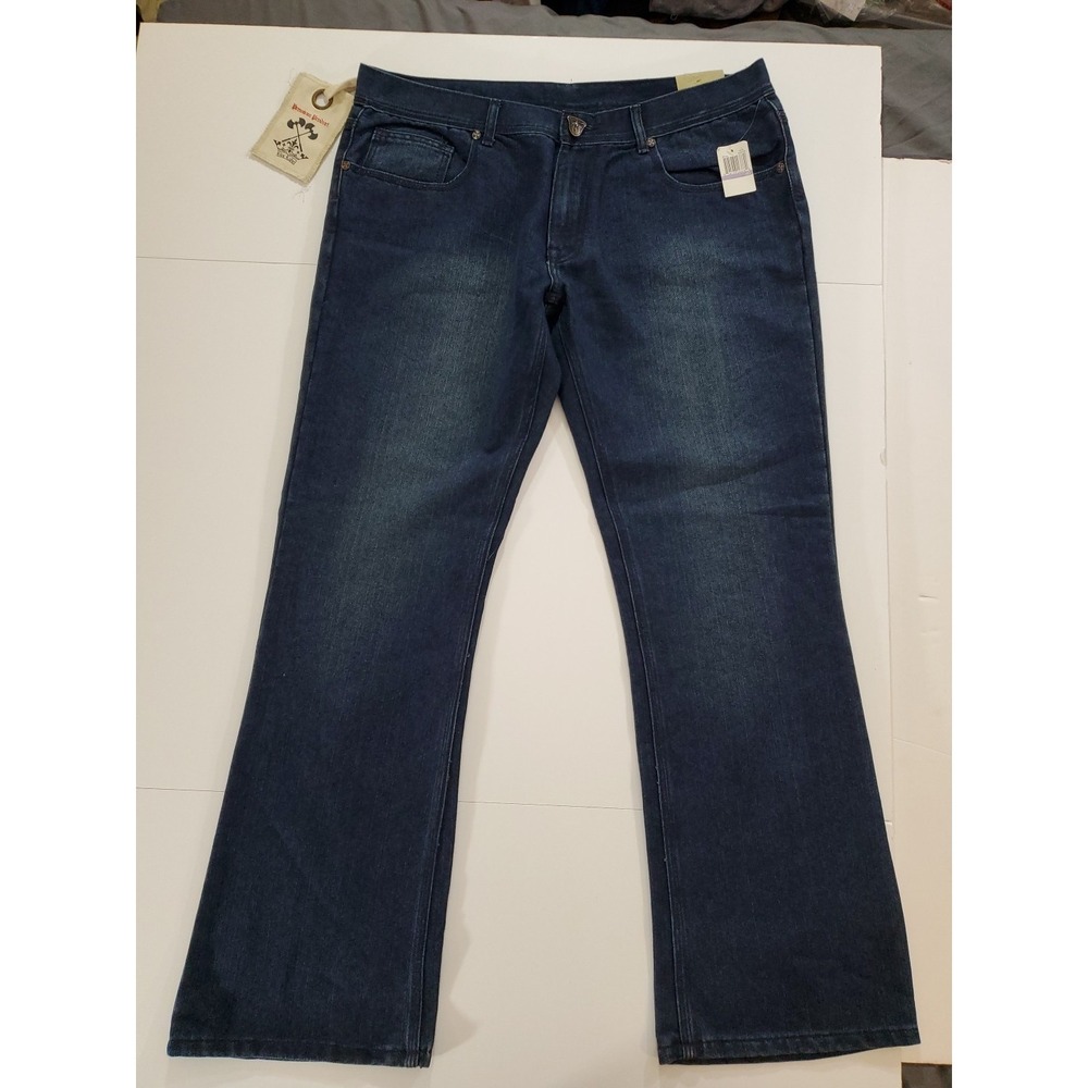 Blac Label Premium Denim Jeans Mens W40 L33" Distressed Metal Rivets Blue NWT